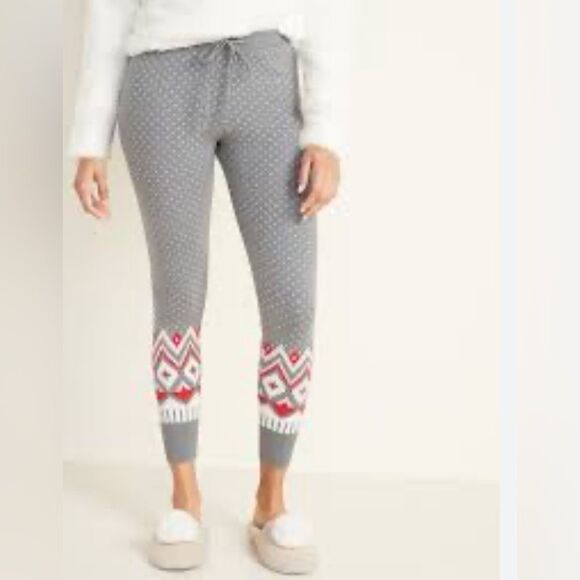 Old Navy grey sweater knit long leggings with drawstring waist - Picture 1 of 5